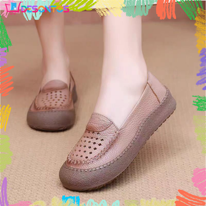 Zapatos de punta redonda 100% cuero genuino