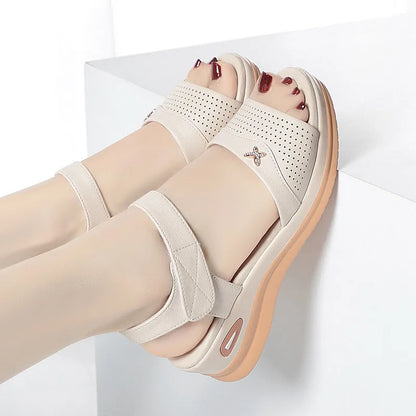 Sandalias para madre de piel suave y suela blanda