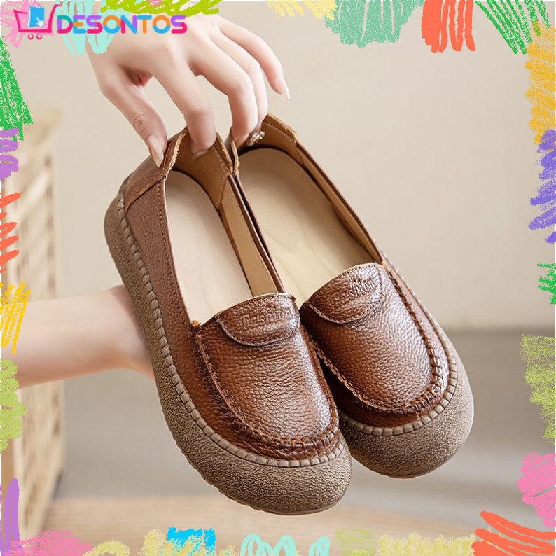 Zapatos de suela blanda 100% de piel de vaca auténtica.