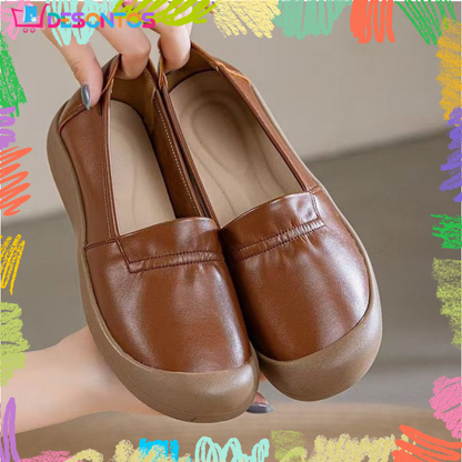 Zapatos de piel antideslizantes con suela blanda