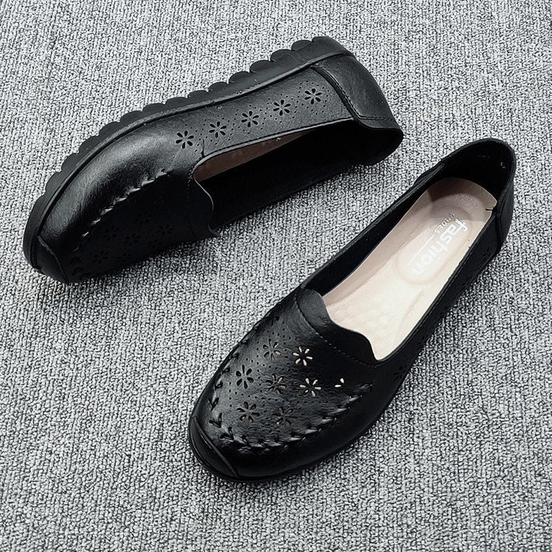Zapatos planos de piel auténtica