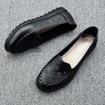 Zapatos planos de piel auténtica