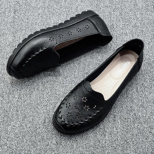 Zapatos planos de piel auténtica