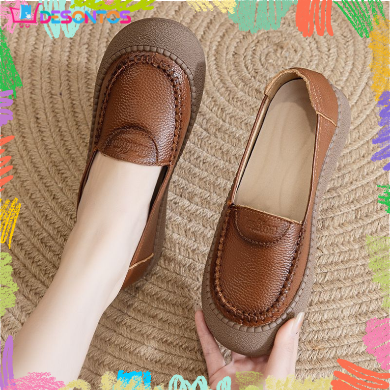 Zapatos de suela blanda 100% de piel de vaca auténtica.