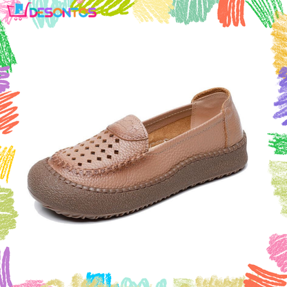 Zapatos de punta redonda 100% cuero genuino