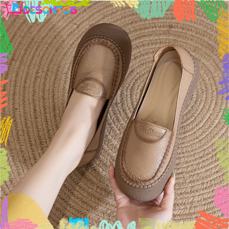 Zapatos de suela blanda 100% de piel de vaca auténtica.