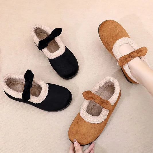 Zapatos de felpa de lana elástica