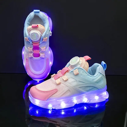 Zapatillas elegantes con luces LED y hebilla giratoria.