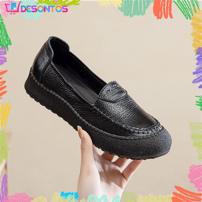 Zapatos de suela blanda 100% de piel de vaca auténtica.