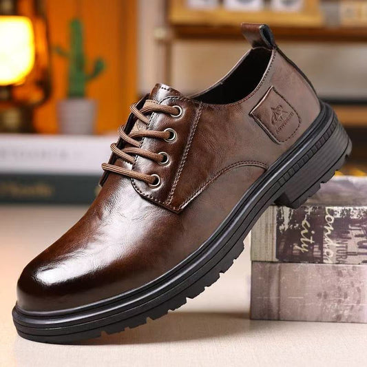 Zapatos retro de piel para hombre con suela blanda