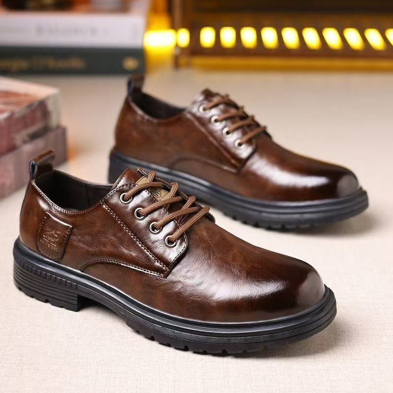 Zapatos retro de piel para hombre con suela blanda