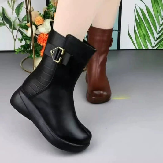 Desontos™ botines de lana de cuero genuino