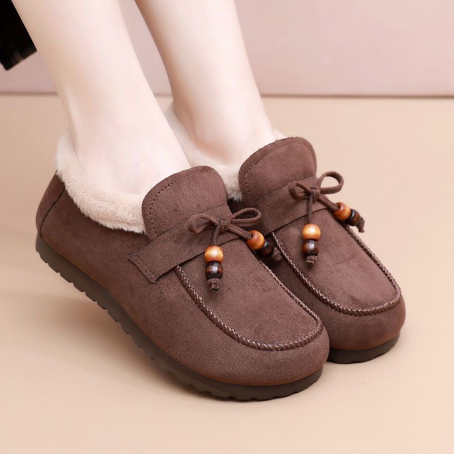 Zapatos de algodón con forro polar y sin cordones