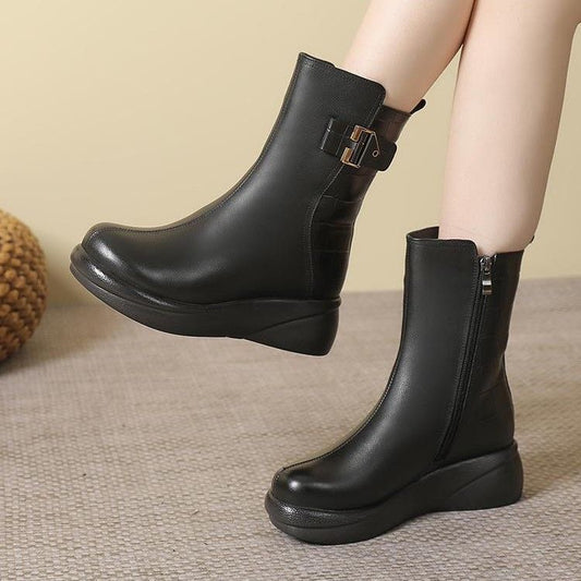 Desontos™ botines de lana de cuero genuino