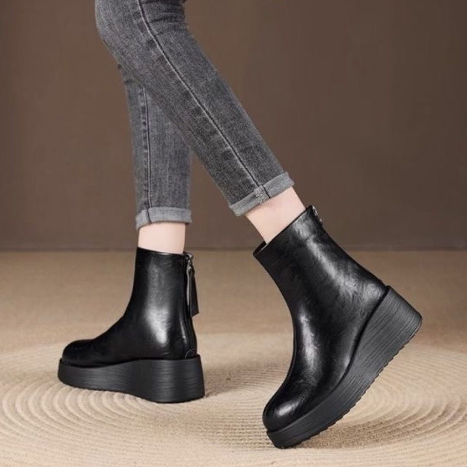 Botines de Piel Suave con Plataforma