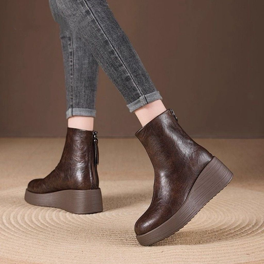 Botines de Piel Suave con Plataforma