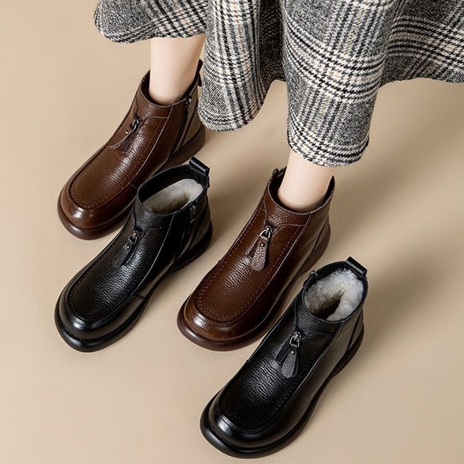 Botines de Piel con Cierre Lateral