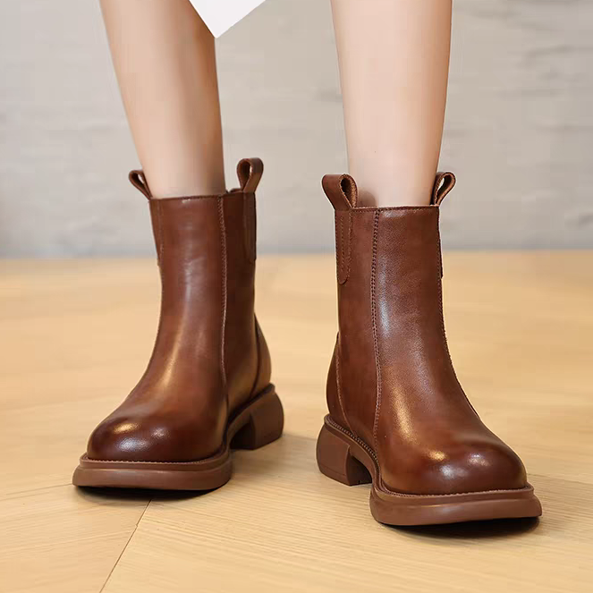 Botines cortos de tacón bajo para uso diario en otoño e invierno