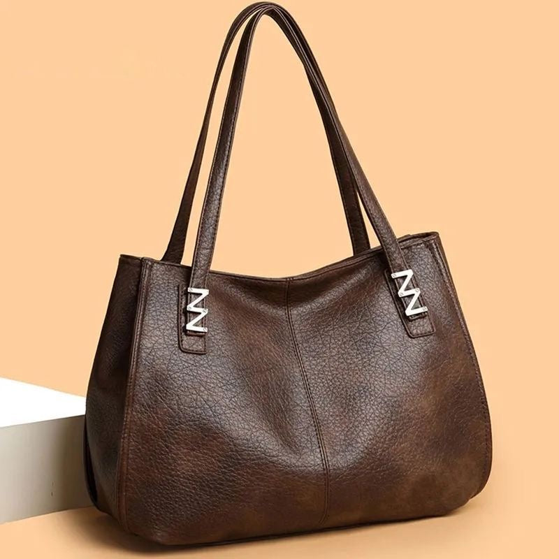 [100% cuero genuino]Bolso de mano de gran capacidad