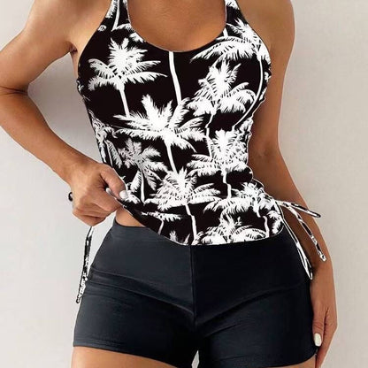 Traje de baño estampado de frente plano