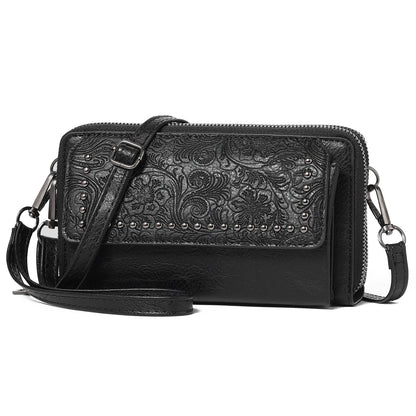 Bolso bandolera con estampado artesanal