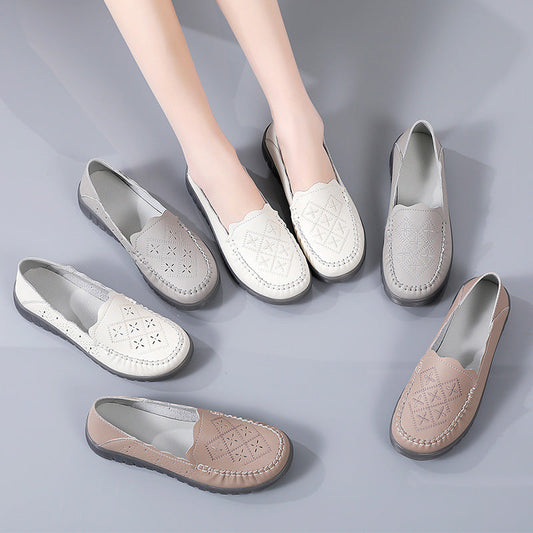 Zapatos de piel auténtica para mujer con superficie suave