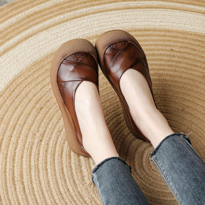 Zapato de Piel Cómodo Estilo Vintage Mujer.