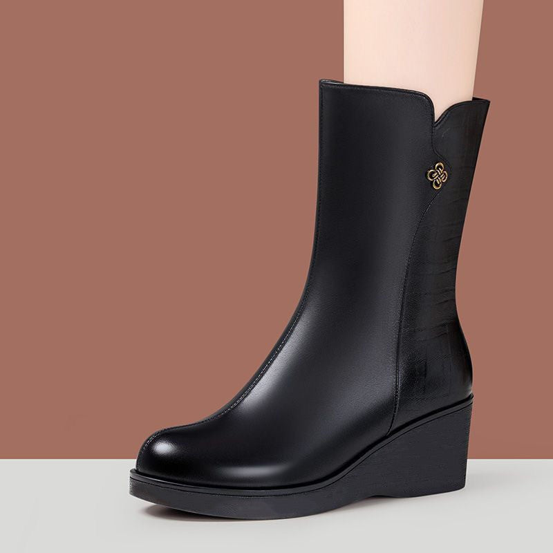 Botines de Cuña para Mujer con Cremallera Lateral