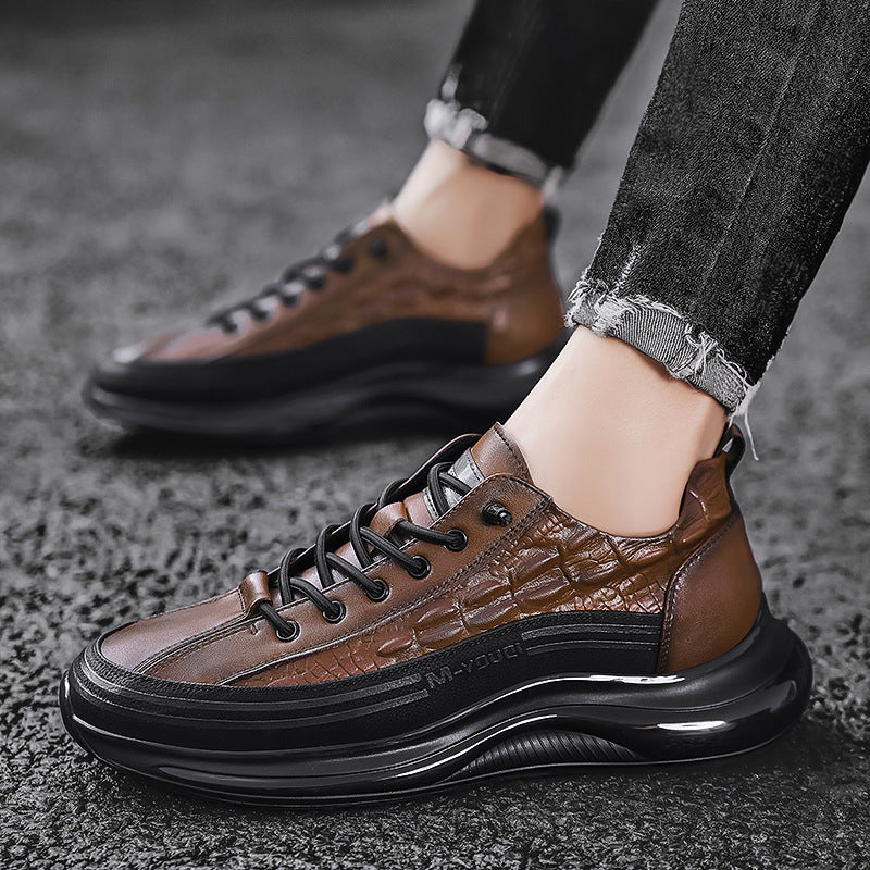 [100% piel de vacuno]Zapatos de piel de alta calidad con grabado de cocodrilo