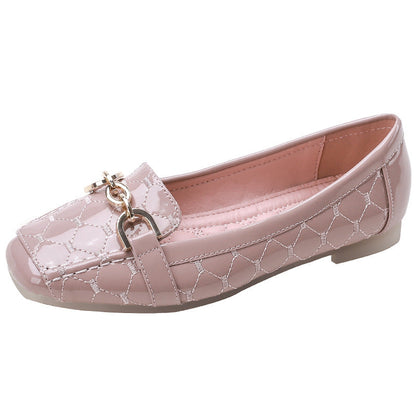 Zapatos de piel suave con punta cuadrada, suela plana y comodidad superior