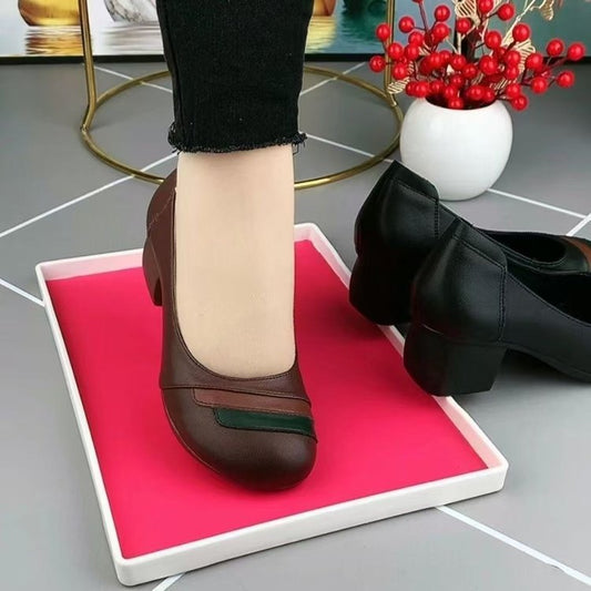 Zapatos de piel con bloques de color retro