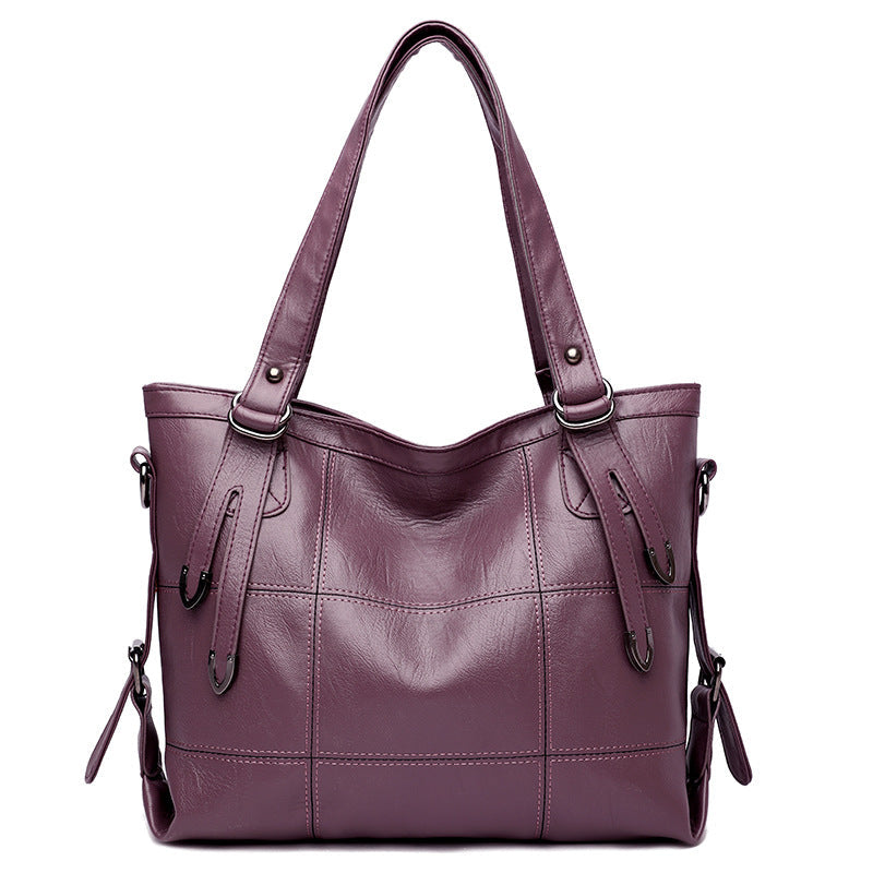 Bolso de hombro de piel suave con patchwork