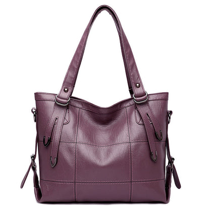 Bolso de hombro de piel suave con patchwork
