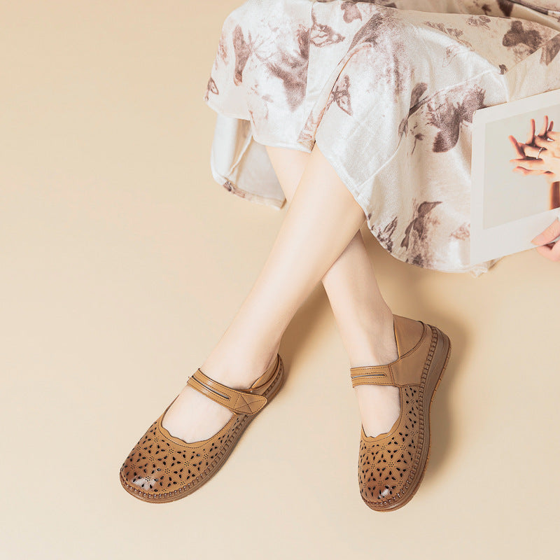 Zapatos de piel genuina con suela de goma flexible