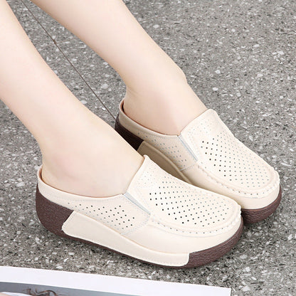 Zapatillas de cuero de suela gruesa Baotou
