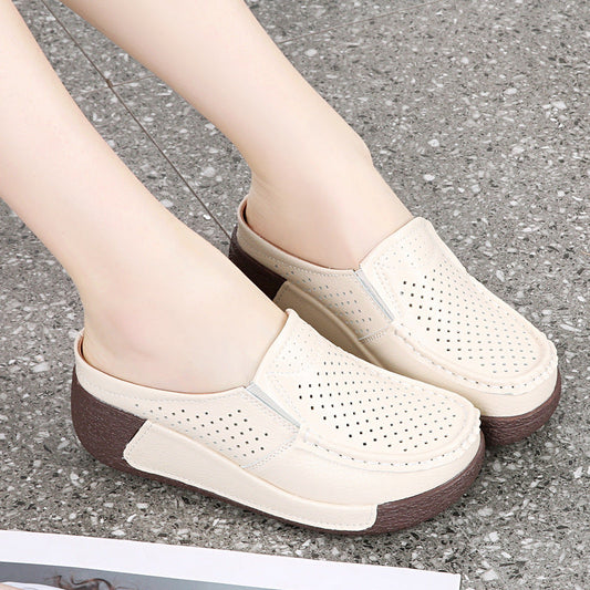 Zapatillas de cuero de suela gruesa Baotou