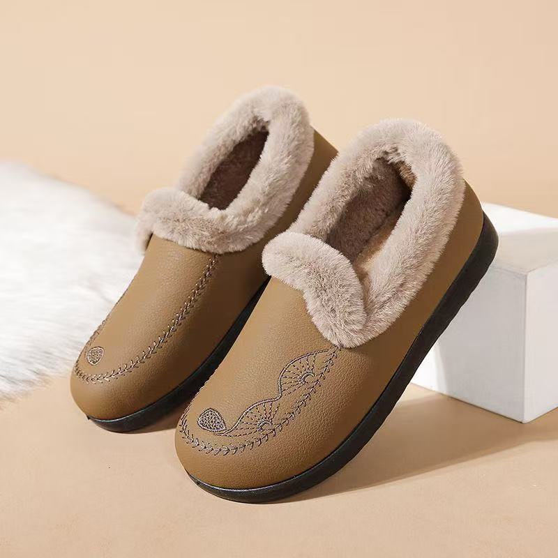 Mocasines para Mujer con Forro Afelpado y Diseño Bordado