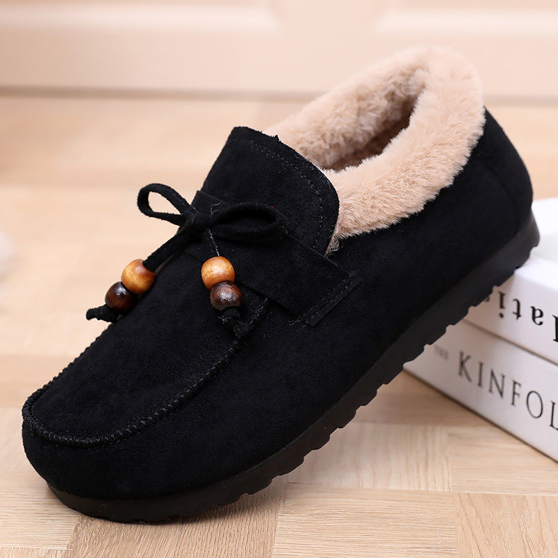 Zapatos de algodón con forro polar y sin cordones