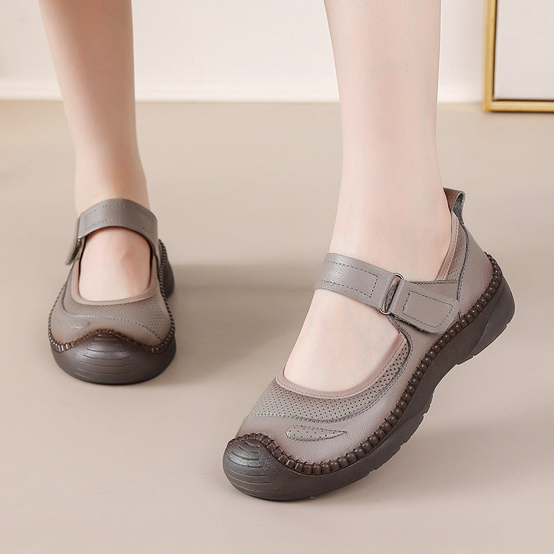 Zapatos de piel genuina cosidos a mano para mujer