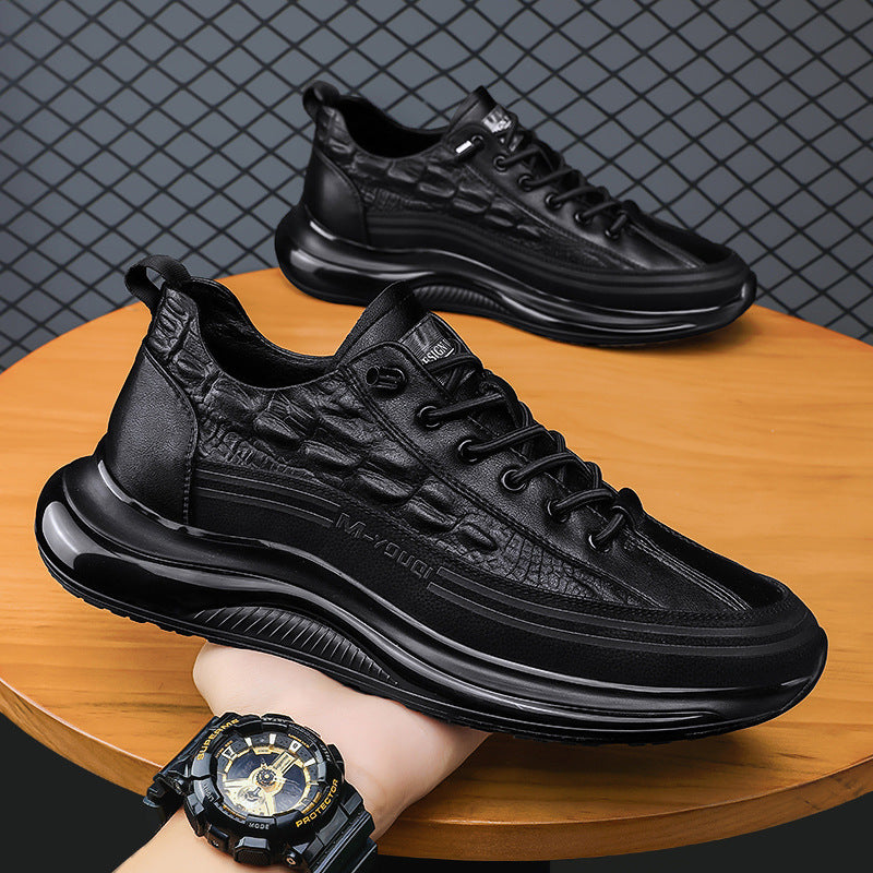 [100% piel de vacuno]Zapatos de piel de alta calidad con grabado de cocodrilo