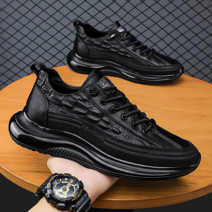 [100% piel de vacuno]Zapatos de piel de alta calidad con grabado de cocodrilo