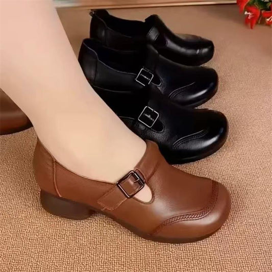 Zapatos planos de piel de vacuno suave