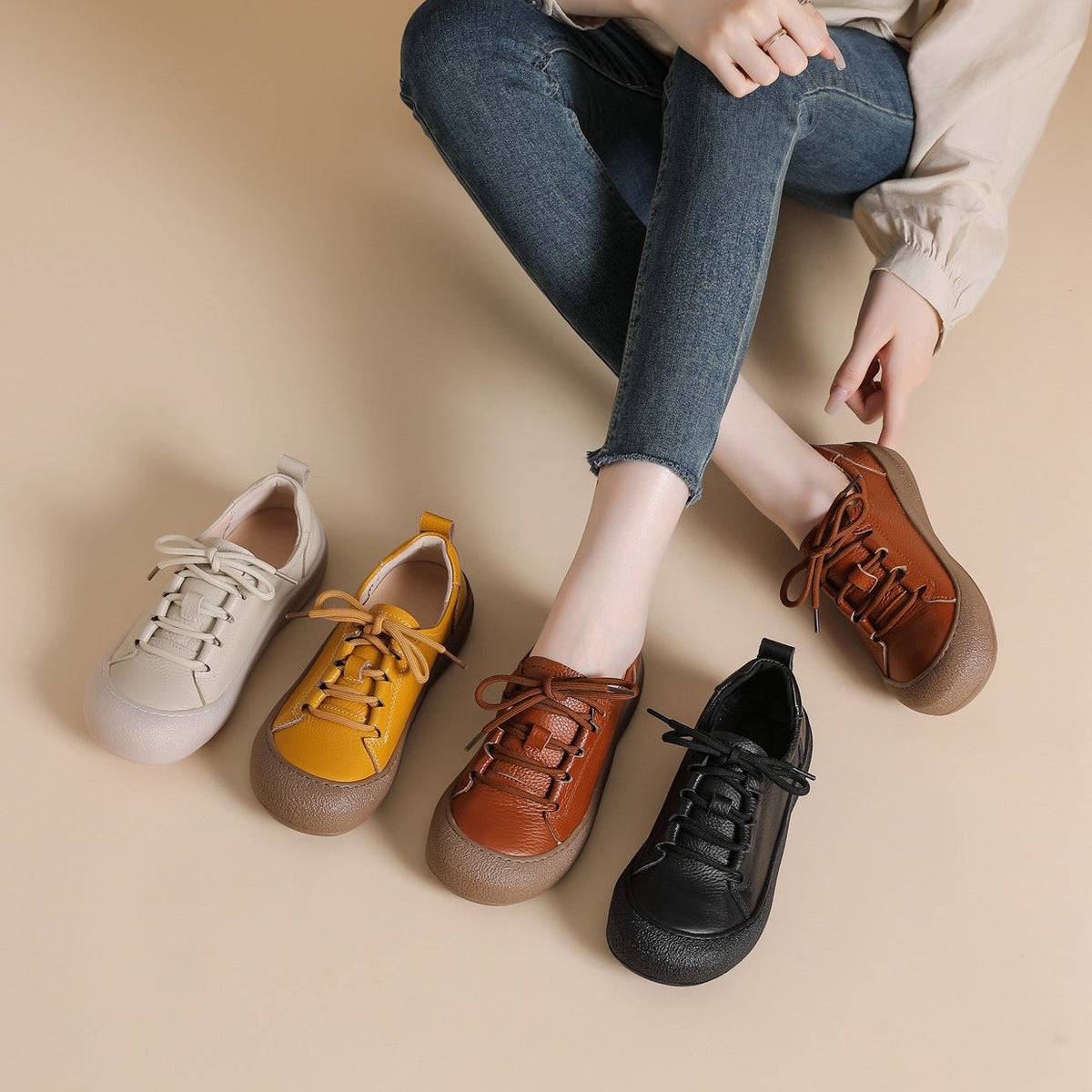 Zapatos de Piel con Plataforma Ligera