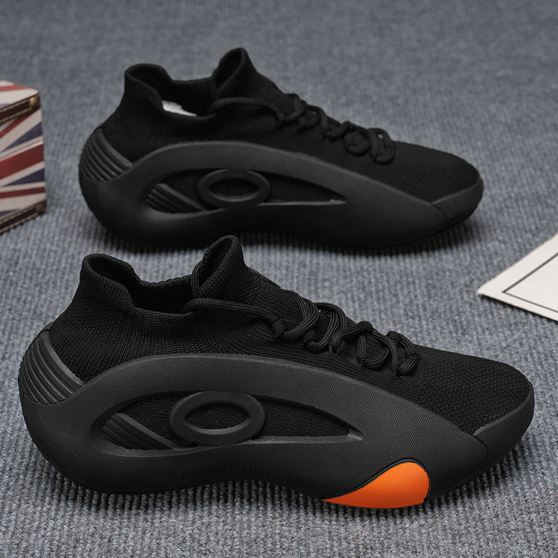 Zapatos masculinos con malla de punto volador transpirable en verano 2025 antideslizantes nuevos zapatos de calcetines deportivos casuales diseño de nicho zapatos de moda masculinos