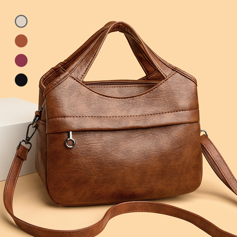 Bolso retro de gran capacidad de piel suave