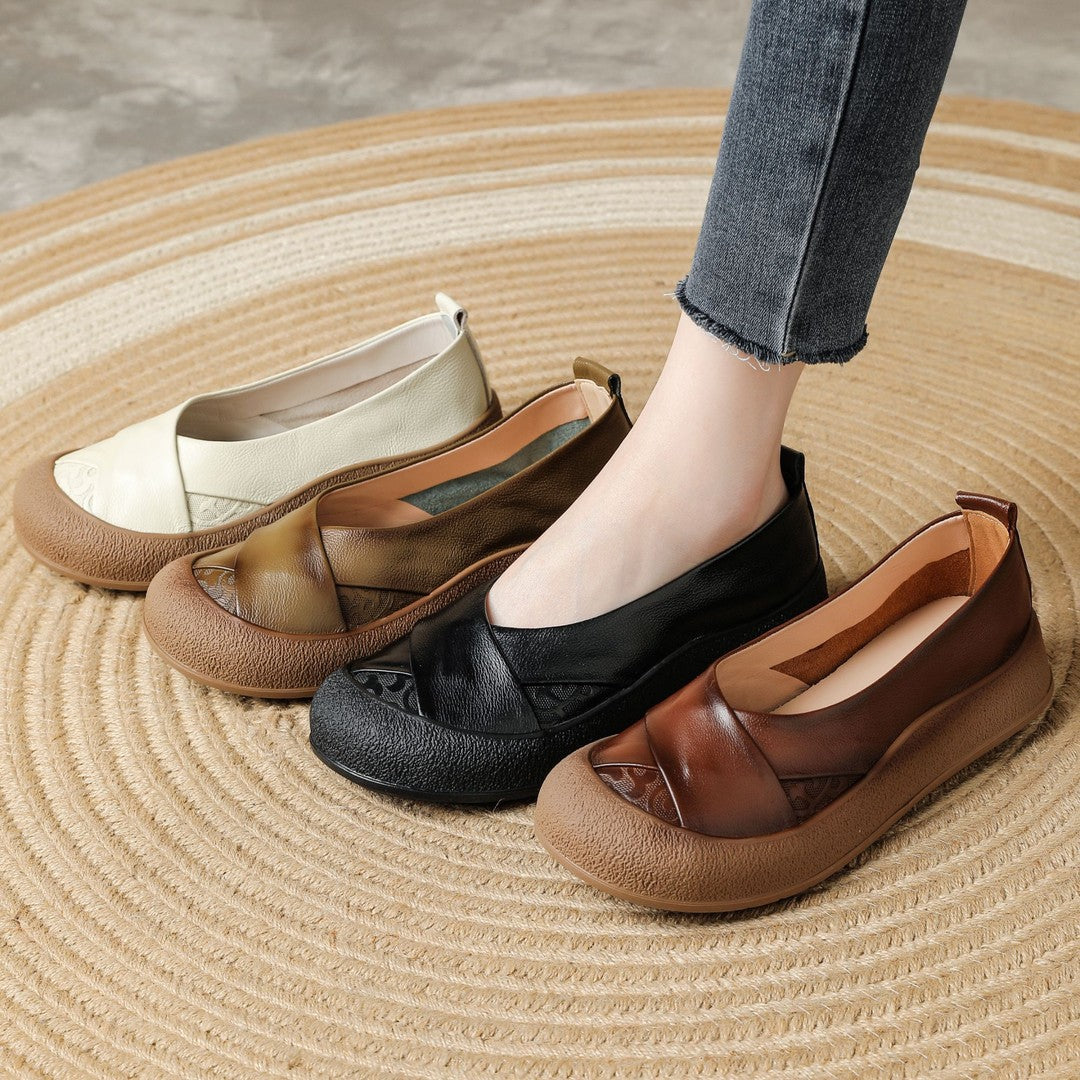 Zapato de Piel Cómodo Estilo Vintage Mujer.