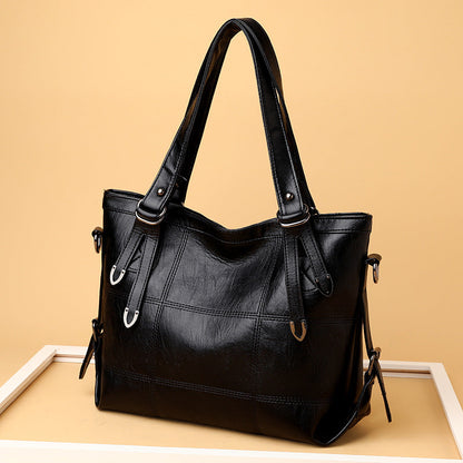 Bolso de hombro de piel suave con patchwork