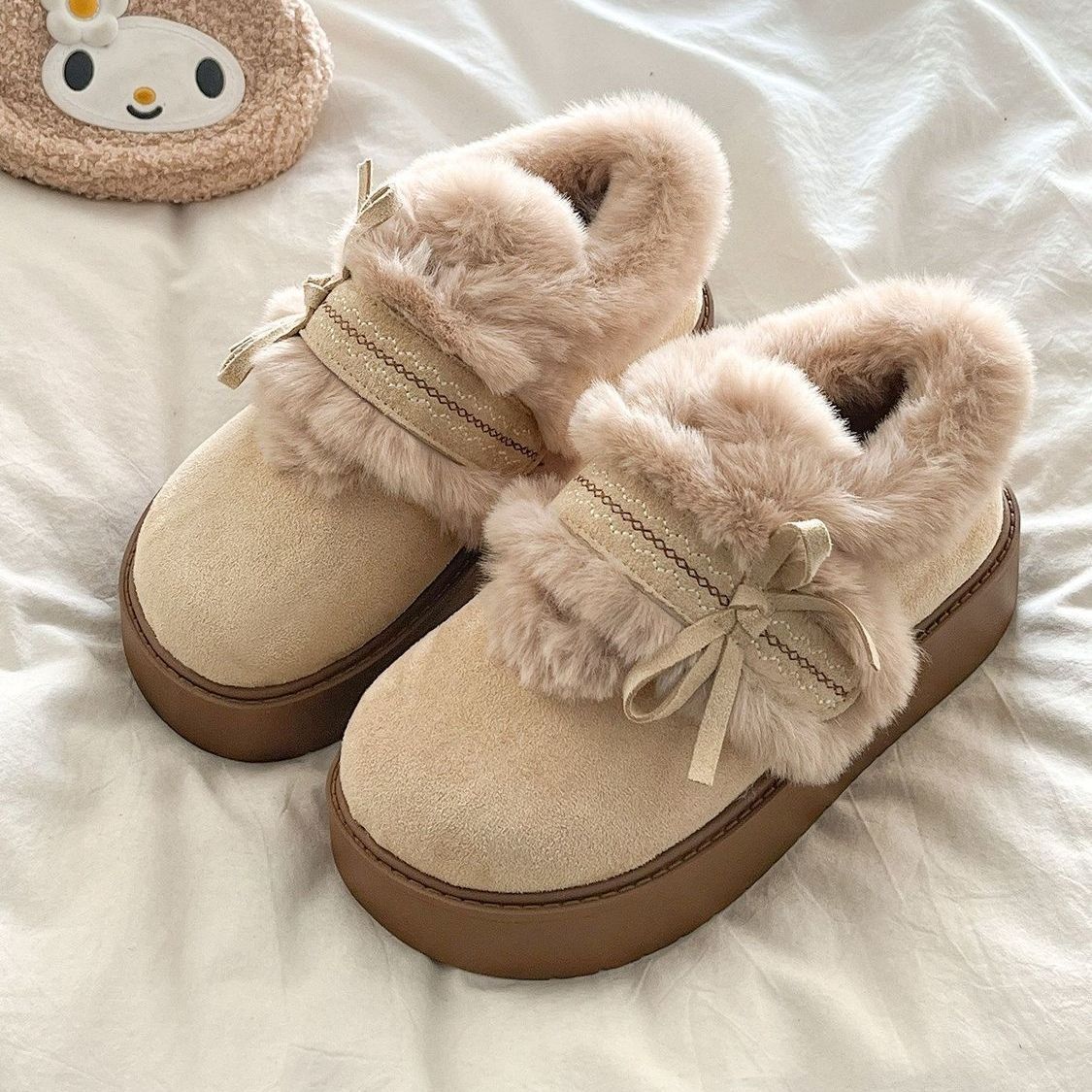 Botines de Plataforma con Peluche para Mujer