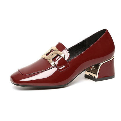 Zapatos de charol con tacón grueso, nuevo modelo