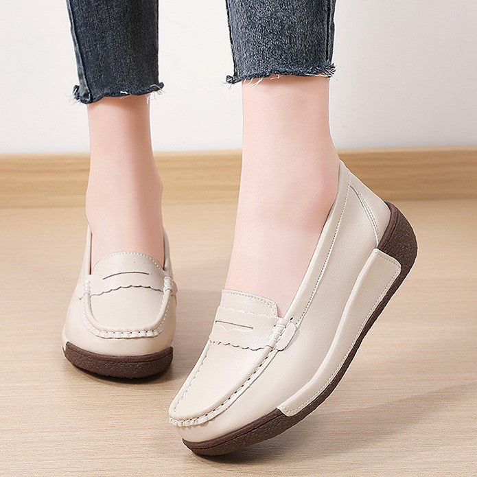 Zapatos de Piel Slip-On con Plataforma